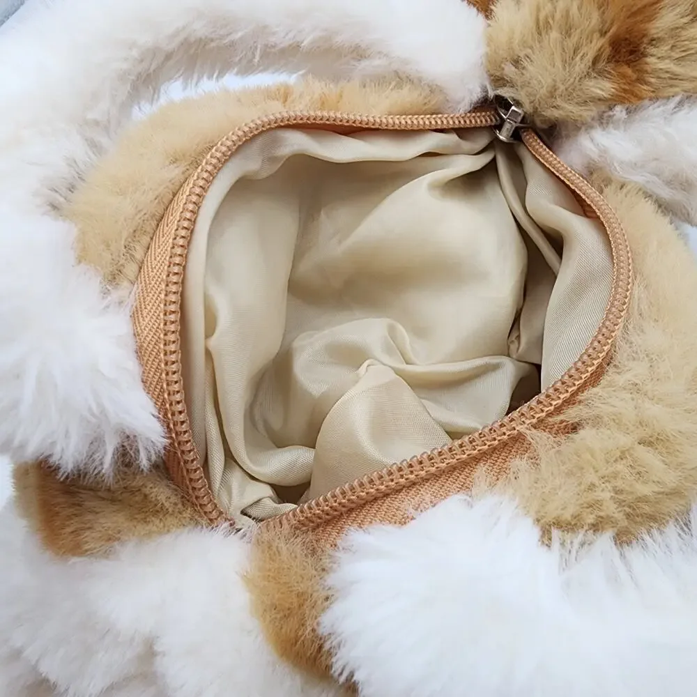 Plushies White Orange Tabby Plush Kitty Cat Purse Handbag Soft Stuffed Animal